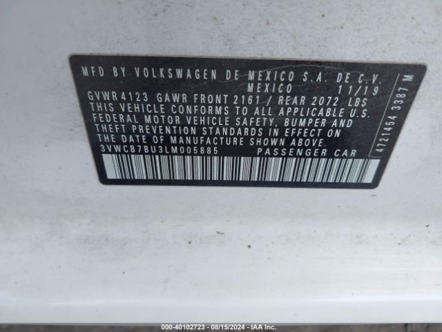 3VWCB7BU3LM005885 Volkswagen Jetta 1.4t R-line/1.4t S/1.4t Se