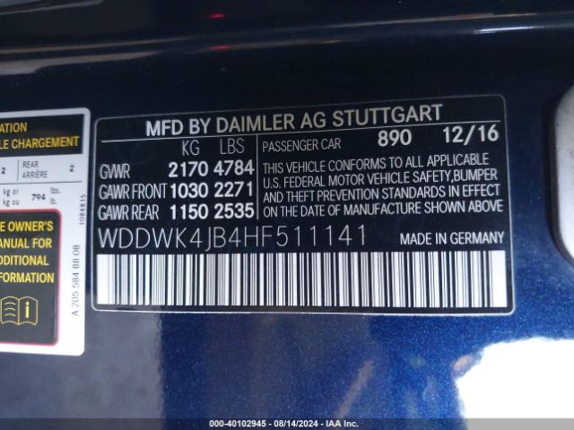 WDDWK4JB4HF511141 Mercedes-Benz C 300