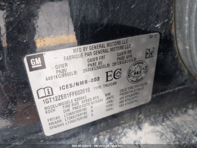 1GT12ZE81FF602610 GMC Sierra 2500hd Slt