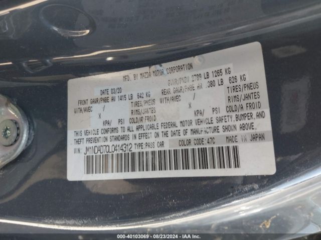 JM1NDAD70L0414312 Mazda Mx-5 Miata Grand Touring