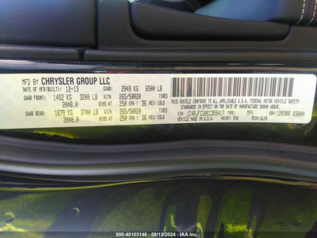 1C4RJFCG0EC355417 Jeep Grand Cherokee Overland