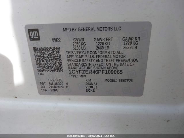 1GYFZER46PF109065 Cadillac Xt4 Fwd Sport