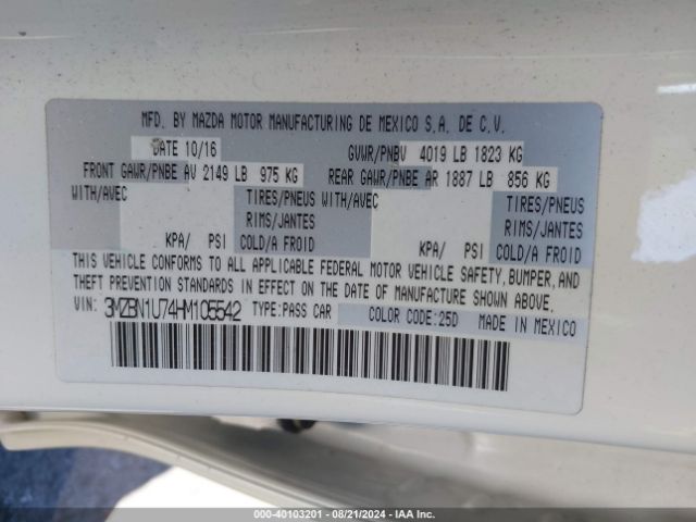 3MZBN1U74HM105542 Mazda Mazda3 Sport