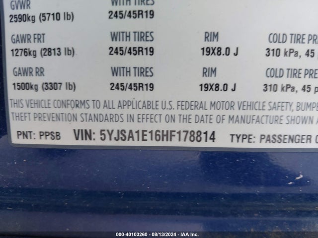 5YJSA1E16HF178814 Tesla Model S 60/75