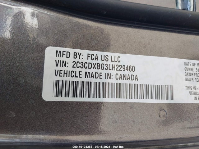 Dodge Charger Sxt Rwd 2020 2C3CDXBG3LH229460 Image 9
