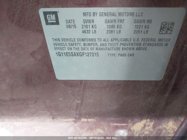 1G11E5SAXGF127315 Chevrolet Malibu Limited Ltz