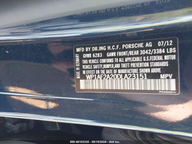 2013 PORSCHE CAYENNE WP1AF2A20DLA23151 Photo 8