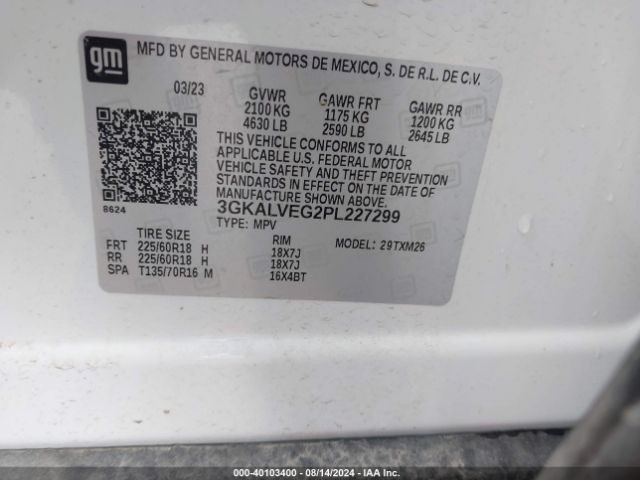3GKALVEG2PL227299 GMC Terrain Awd Slt