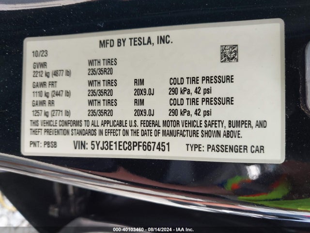 2023 TESLA MODEL 3 5YJ3E1EC8PF667451 Photo 8