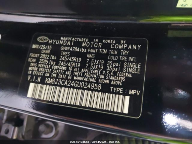 2016 HYUNDAI TUCSON KM8J3CA24GU024958 Photo 8