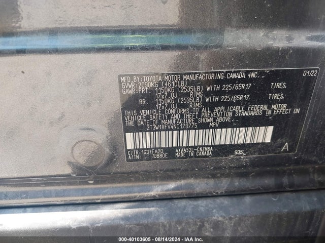 Toyota Rav4 Xle 2022 2T3W1RFV4NC179775 Image 9