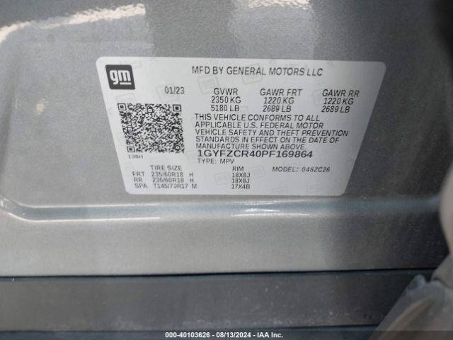 1GYFZCR40PF169864 Cadillac Xt4 Fwd Premium Luxury