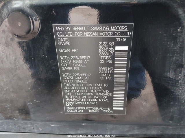 Nissan ROGUE S 2016 KNMAT2MV1GP676231 Image 9