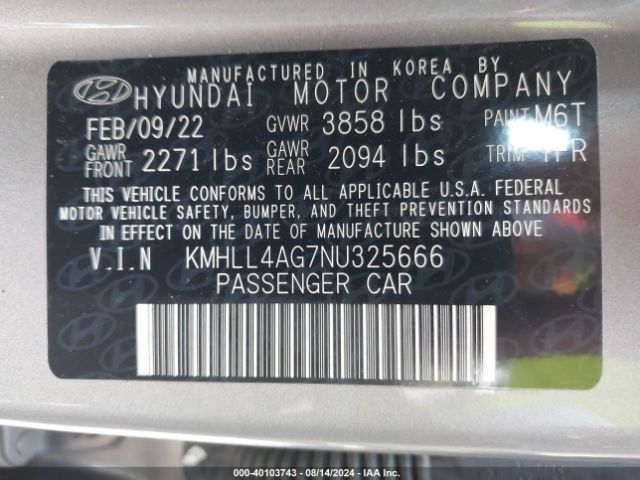 2022 HYUNDAI ELANTRA KMHLL4AG7NU325666 Photo 8