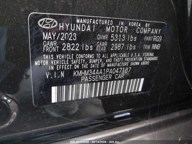 KMHM34AA1PA047187 Hyundai Ioniq 6 Sel