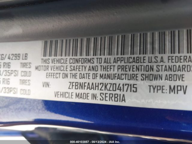 ZFBNFAAH2KZ041715 Fiat 500L POP