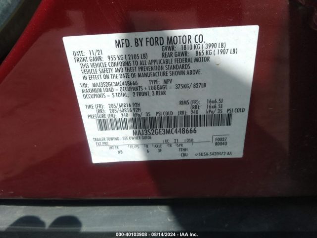 MAJ3S2GE3MC448666 Ford Ecosport Se