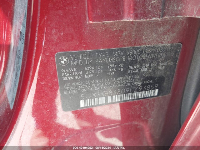 Продажа на аукционе авто 2009 Bmw X6 Xdrive50i, vin: 5UXFG83509LZ93859, номер лота: 40104052