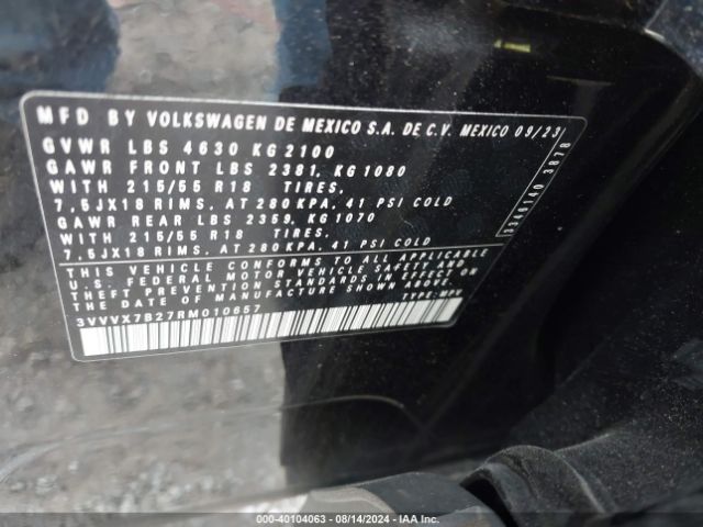 3VVVX7B27RM010657 Volkswagen Taos 1.5t Se