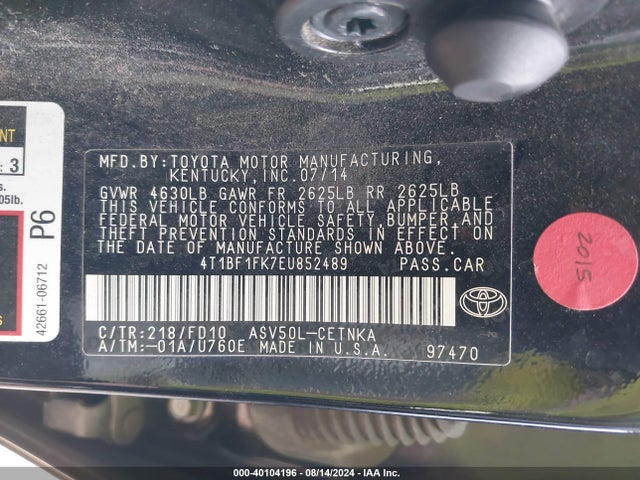 Toyota CAMRY LE 2014 4T1BF1FK7EU852489 Image 9