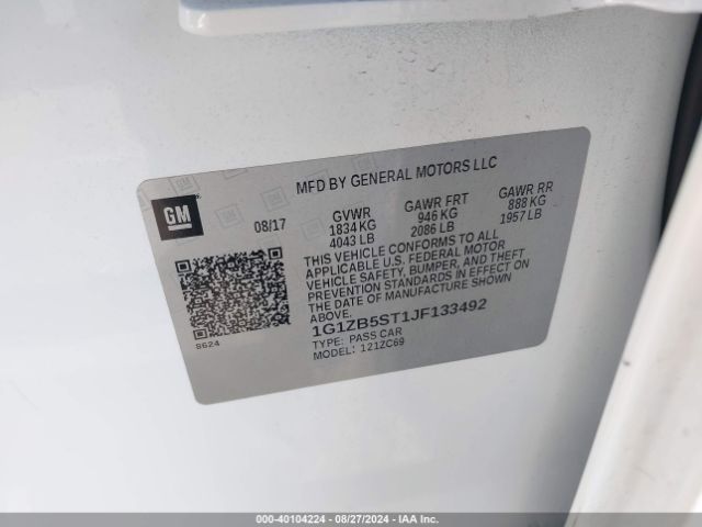 1G1ZB5ST1JF133492 Chevrolet Malibu 1ls