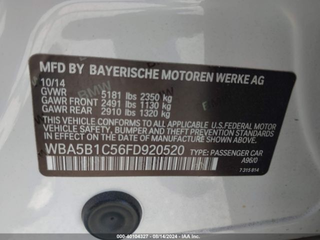 WBA5B1C56FD920520 BMW 535i