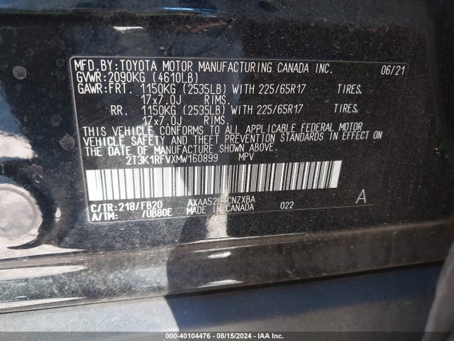 Toyota RAV4 LE 2021 2T3K1RFVXMW160899 Image 9