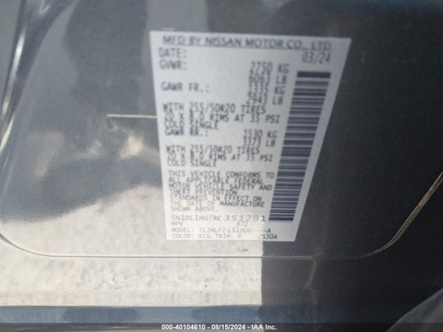 5N1DL1HU7RC351291 Infiniti Qx60 Autograph Awd
