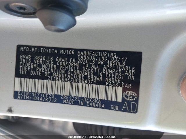 Toyota COROLLA SE 2017 2T1BURHE7HC868371 Image 9