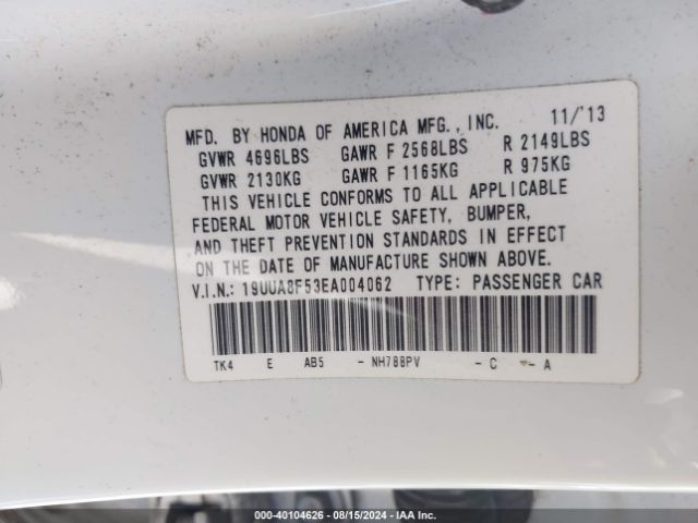 19UUA8F53EA004062 Acura Tl 3.5