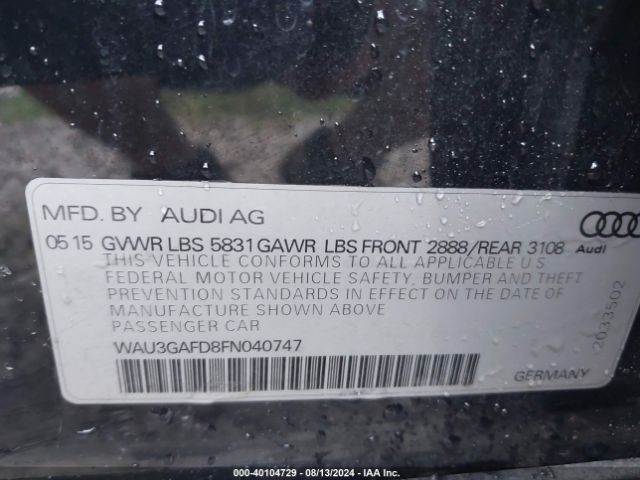 WAU3GAFD8FN040747 Audi A8 L 3.0t