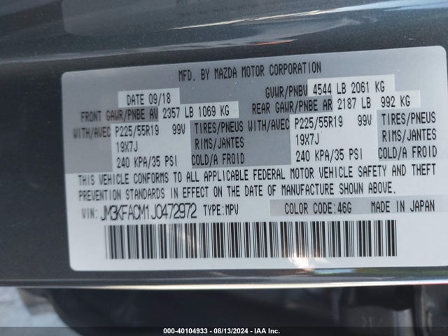 Mazda Cx-5 Touring 2018 JM3KFACM1J0472972 Image 9