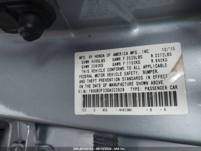 19UUB2F33GA003828 Acura Tlx V6