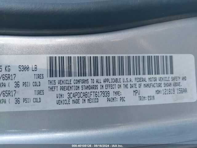 3C4PDCAB1FT617939 Dodge Journey American Value Pkg