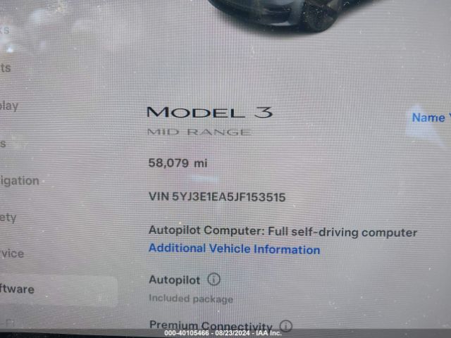5YJ3E1EA5JF153515 Tesla MODEL 3