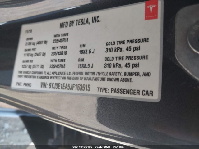 5YJ3E1EA5JF153515 Tesla MODEL 3