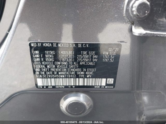 3CZRU5H50MM719402 Honda Hr-v 2wd Ex