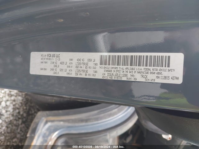 3C6URVJG5LE112991 RAM Promaster 3500 Cargo Van High Roof 159 Wb Ext