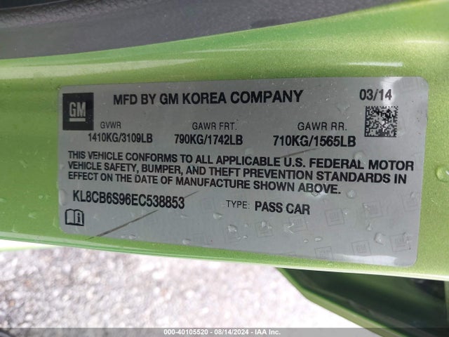 Chevrolet Spark Ls Auto 2014 KL8CB6S96EC538853 Image 9