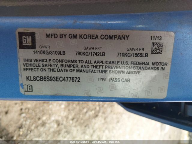 KL8CB6S93EC477672 Chevrolet Spark Ls Auto