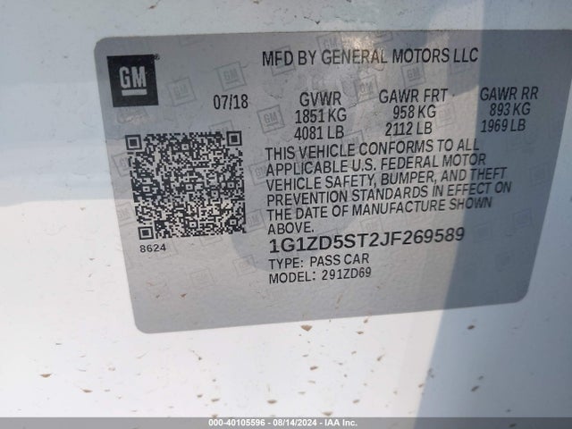 Chevrolet MALIBU LT 2018 1G1ZD5ST2JF269589 Image 9
