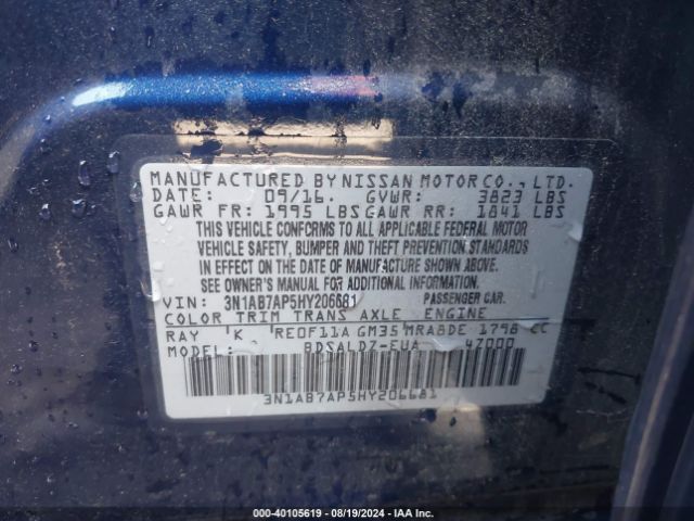 3N1AB7AP5HY206681 Nissan SENTRA SV