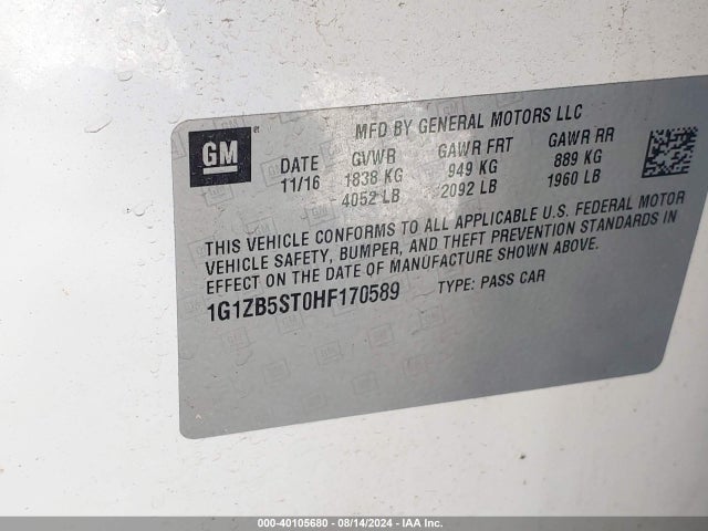 1G1ZB5ST0HF170589 Chevrolet MALIBU LS