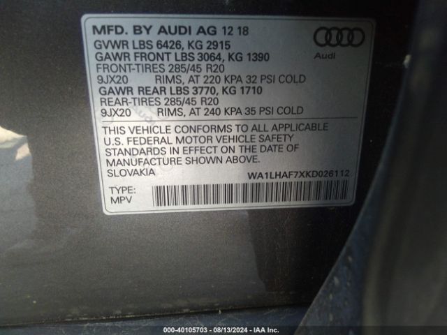 WA1LHAF7XKD026112 Audi Q7 45 Premium