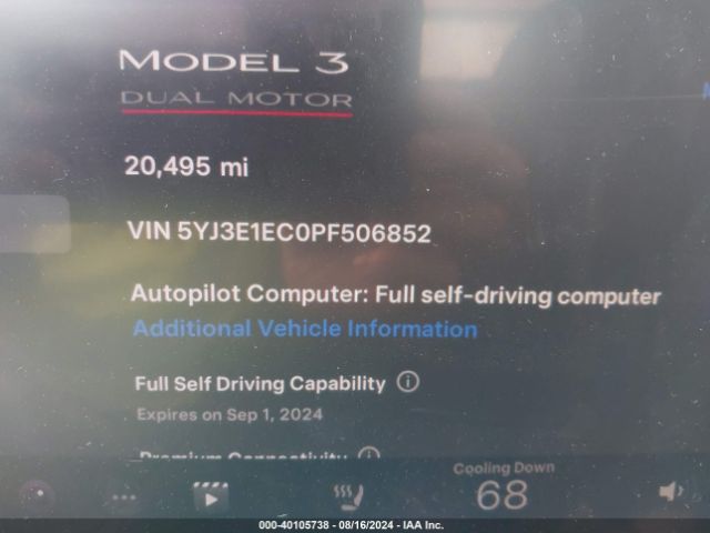5YJ3E1EC0PF506852 Tesla Model 3 Performance Dual Motor All-wheel Drive
