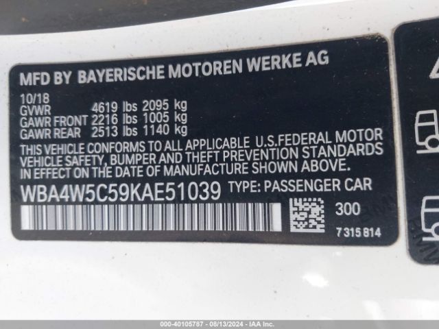 WBA4W5C59KAE51039 BMW 430i Xdrive
