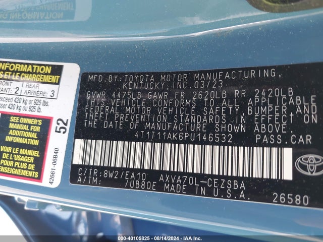 Toyota CAMRY SE 2023 4T1T11AK6PU146532 Image 9