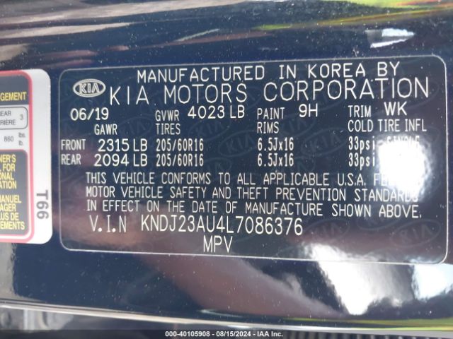 KNDJ23AU4L7086376 KIA SOUL LX
