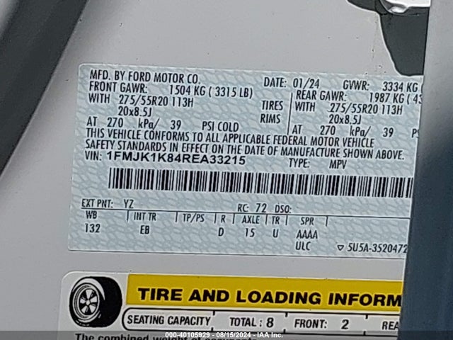 Ford Expedition Limited Max 2024 1FMJK1K84REA33215 Image 9