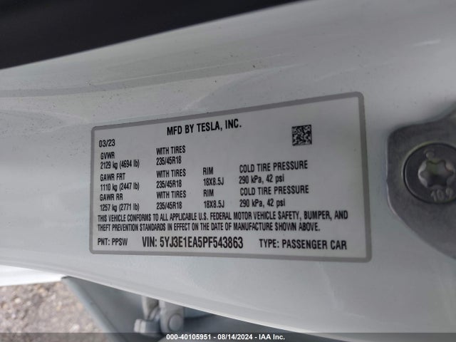 2023 TESLA MODEL 3 5YJ3E1EA5PF543863 Photo 8